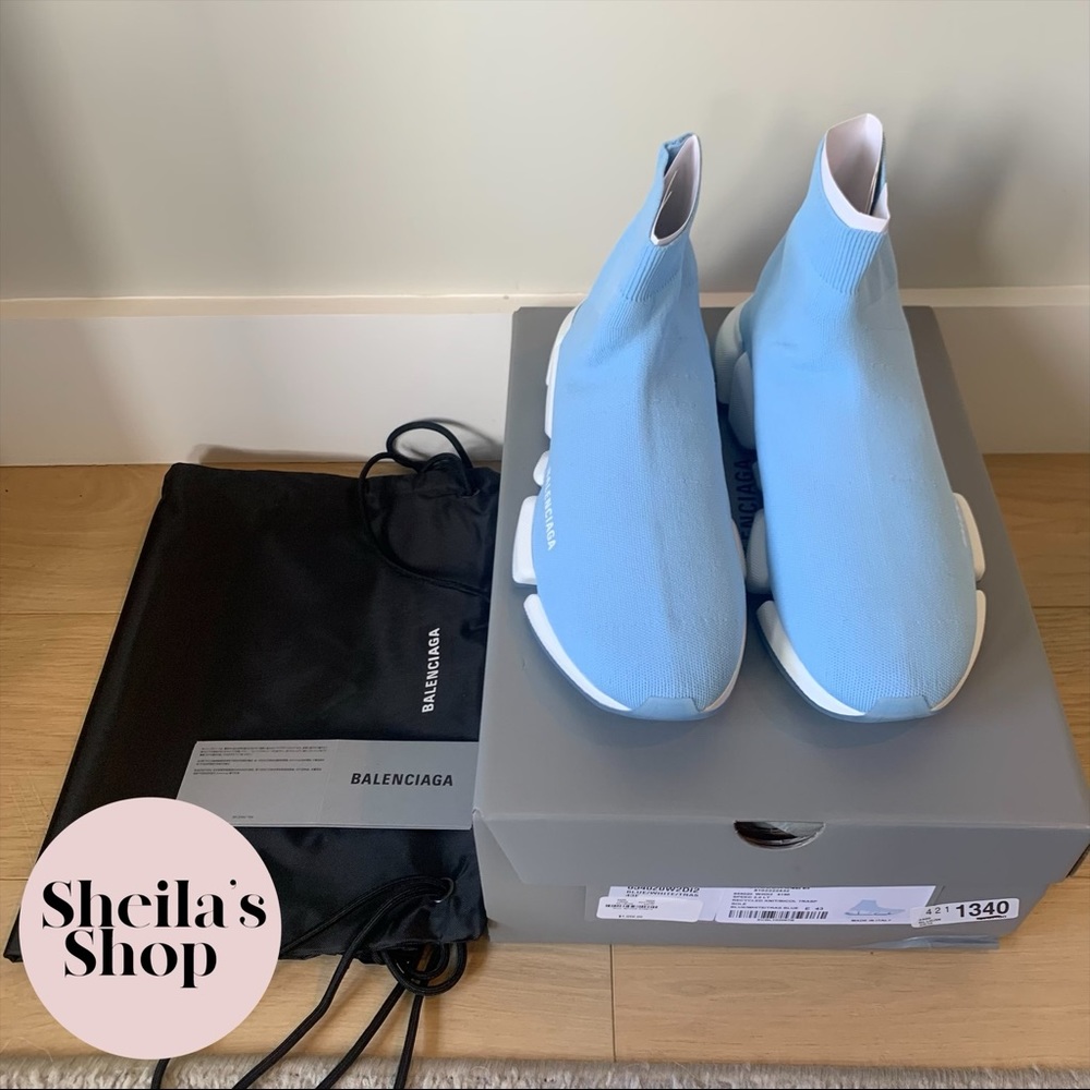 NIB Balenciaga Men’s Speed 2.0 LT Sneakers Blue Size 42 - Picture 2 of 10